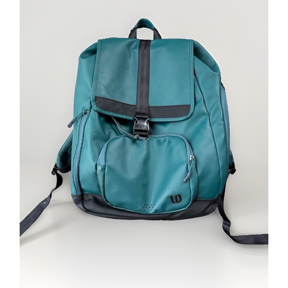 Wilson Women’s Foldover Tennis Backpack Green Teal Racquet Holder Gym Bag